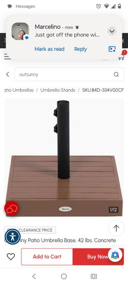 Outsunny Patio Umbrella Base, 42 lbs. Concrete Heavy Duty Umbrella Base for 1.25/1.5" Poles, Coffee