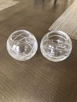 Set of 2 Crystal Glass Round Votive Holders
