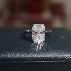 5.01 ct Lab Grown Cushion Diamond 18K White Gold Ring 