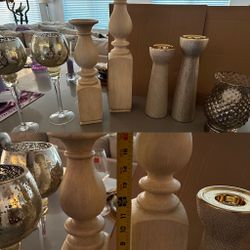 Six Candle Holders with Table Lamp