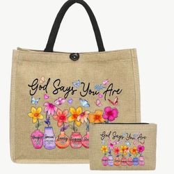 🦋🙏🏻🕊️LARGE TOTE BAG - SET OF 2 WITH GOD ALL THINGS ARE POSSIBLE 🦋🙏🏻