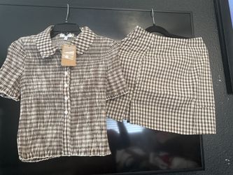 Rihoas Brown And White Plaid Outfit