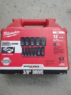 NEW Milwaukee ShockWave 3/8" Drive Deep Well Impact Socket Set 6 Point