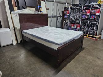 Dark Wood full Bed Frame with Mattress
