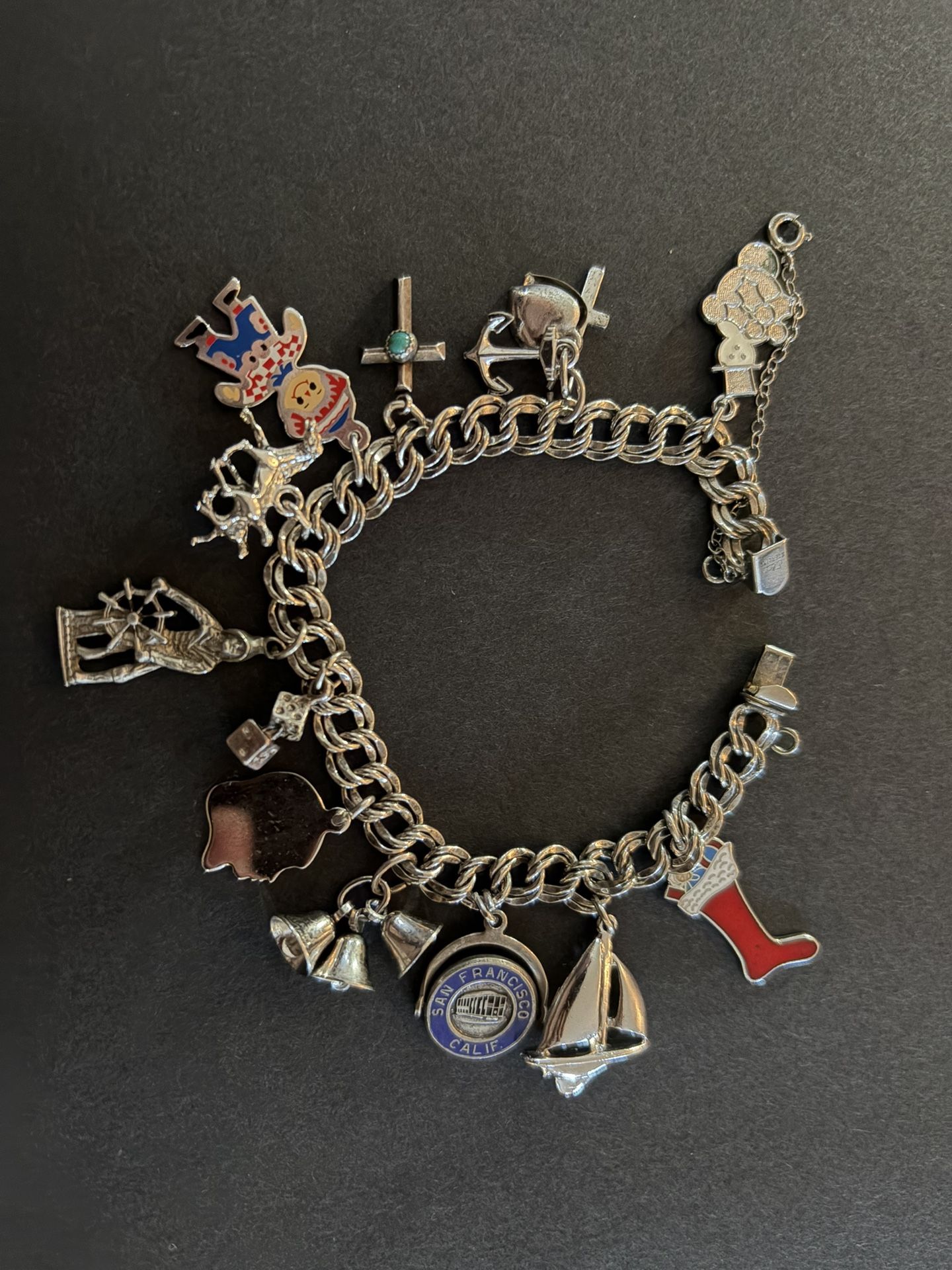 Vintage Sterling Silver Charm Bracelet