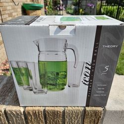 Glass Pitcher Abd 4 Glasses Set. New