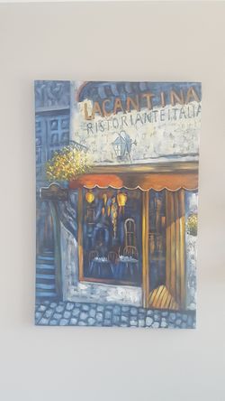 Painting of an Italian cafe 24x 36