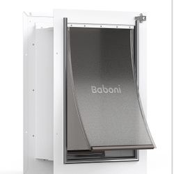 Baboni Pet Door for Wall Steel Frame and Telescoping Tunnel Aluminum Large Size