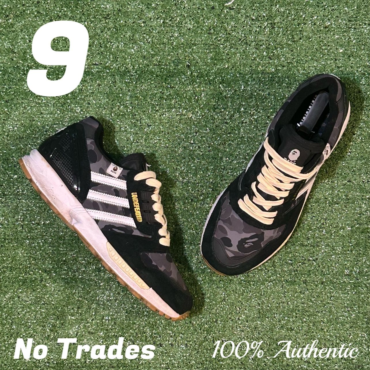 Size 9 Adidas X Bape X Undefeated ZX 8000