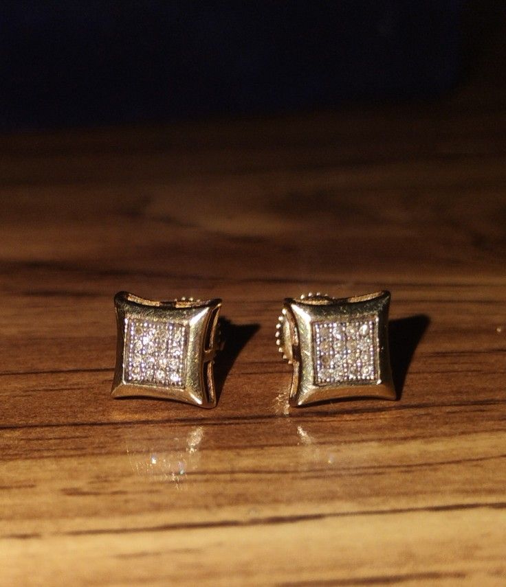10k Natural Diamond Mens Earrings
