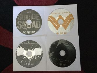 Set of Four DC Movies/ Suicide Squad-2016/Wonder Woman-2017/The Dark Knight Rises-2012/Man of Steel-2013