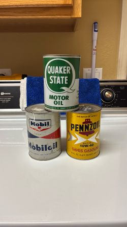 Vintage Quaker State/Mobil  / Pennzoil oil Cans Unopened