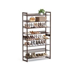 Shoe Rack, 8-Tier Shoe Organizer, Metal Shoe Storage for Garage, Entryway, with Adjustable Flat or Angled Shelves, Holds 32-40 Pairs, Bronze ULMR08A