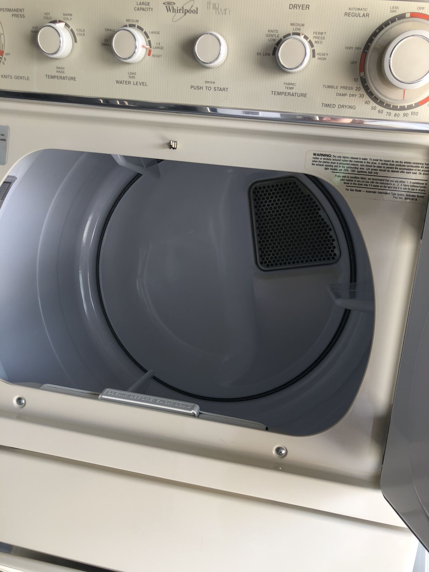 Whirlpool stackable washer and dryer 27” wide in perfect condition and 6 months warranty. We have delivery service available