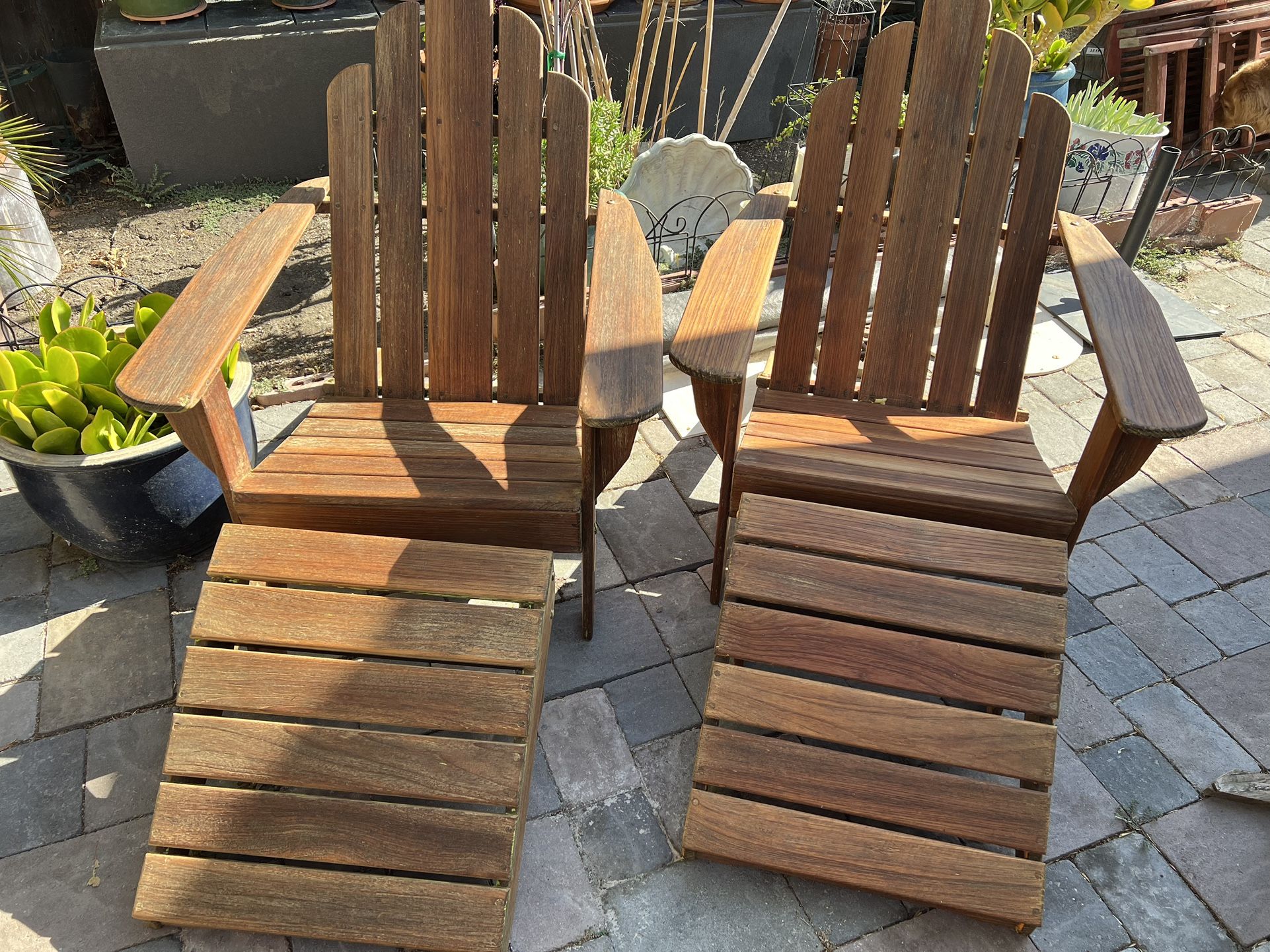Set Of 2 vintage Smith Hawken Teak Adirondack Chairs Footrests for Sale in Concord CA OfferUp