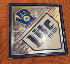 Rare Milwaukee Brewers Miller Lite 18" x 18" 20 Year AL 1989 Anniversary Mirror