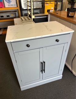 New Freestanding Kitchen Island Pantry Buffet Cabinet Drawer Adjustable Shelves Faux Marble Top