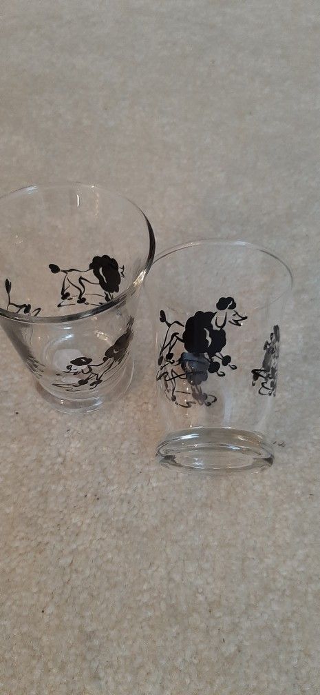 Hazel Atlas Black French Poodle Glasses MCM