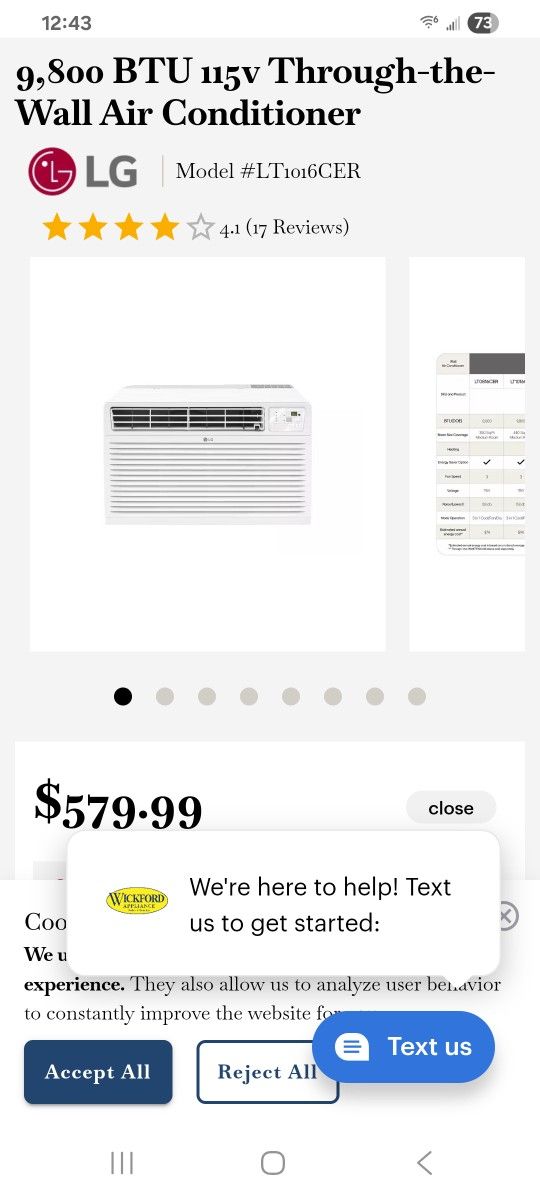 9,800 BTU LG 115v Through-the-Wall Air Conditioner