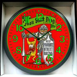 Street Racing Drag Racing Garage Shop Glow In The Dark Wall Clock New!