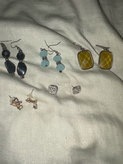 5 Pairs Mixed Earrings Bundle with rhinestone bracelet