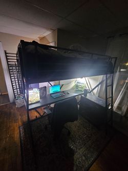 Loft bed mattress and chair.