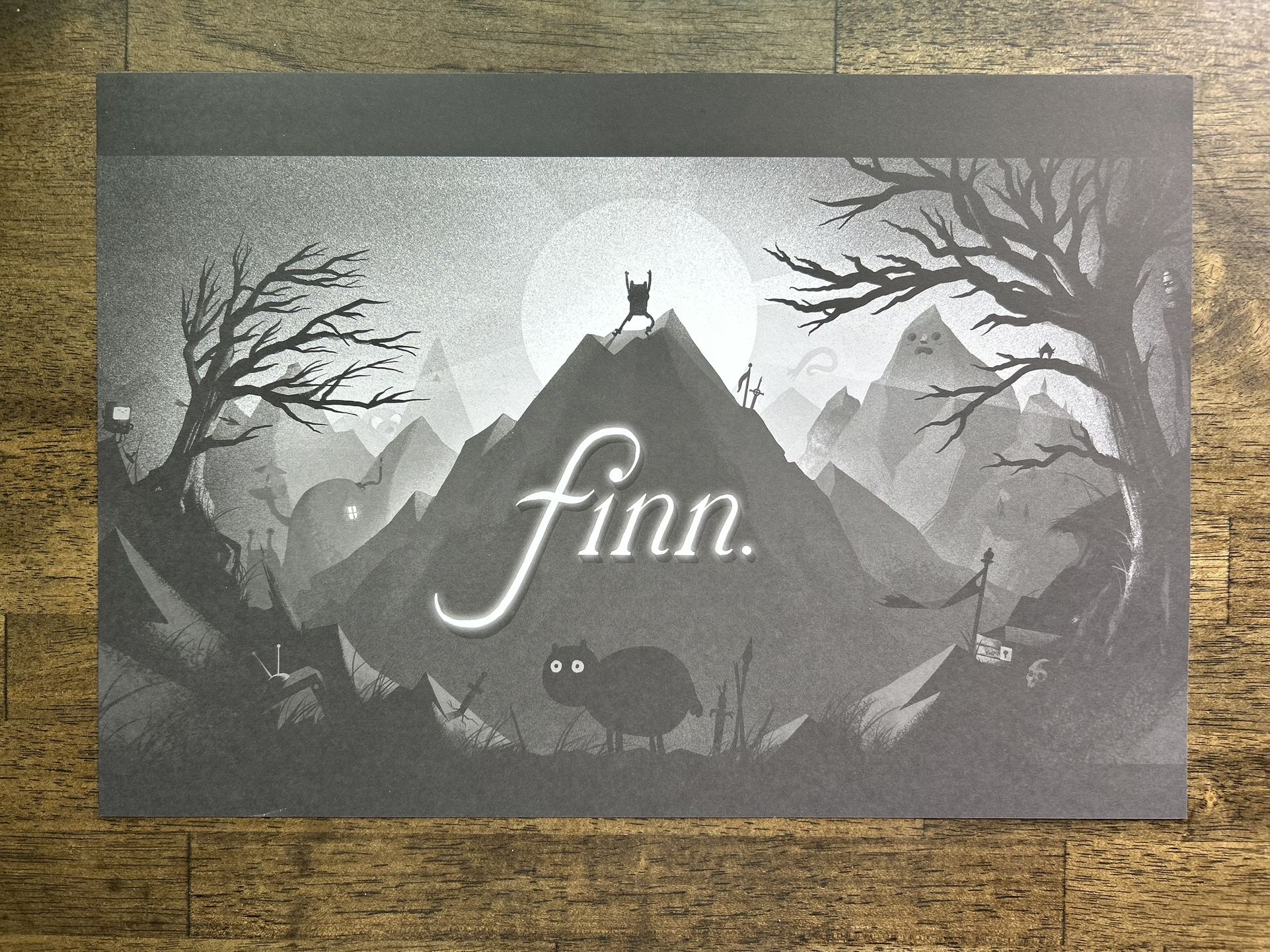 2014 Adventure Time Cartoon Poster Finn On The Mountain Olly Moss 16 x 11" DWJJ8