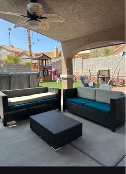 Outdoor Wicker Patio Sofa Set with Coffee Table