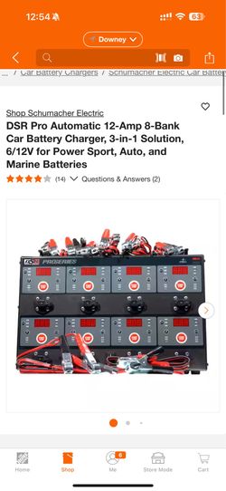 Schumacher Electric DSR Pro Automatic 12-Amp 8-Bank Car Battery Charger, 3-in-1 Solution, 6/12V for Power Sport, Auto, and Marine Batteries