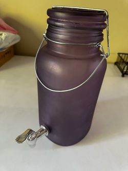 Purple Frosted Glass Beverage Dispenser Jar