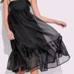 NEW W/Tags Wild Fable Women's Organza Midi Babydoll Dress Black Size XXS