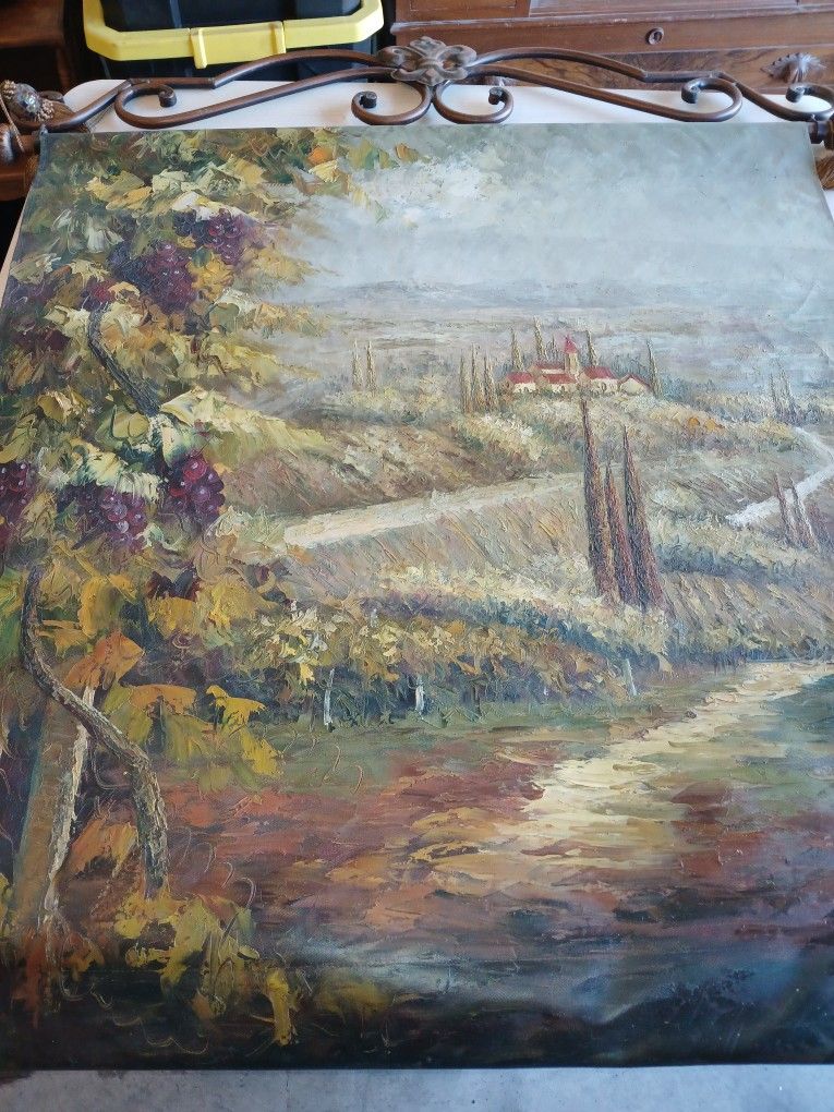 Vineyard Paintig On Canvas Wall Hanging