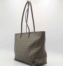 #Authentic Fendi 8BH185 Brown Zucca Logo PVC Canvas Shopper/Shoulder Bag