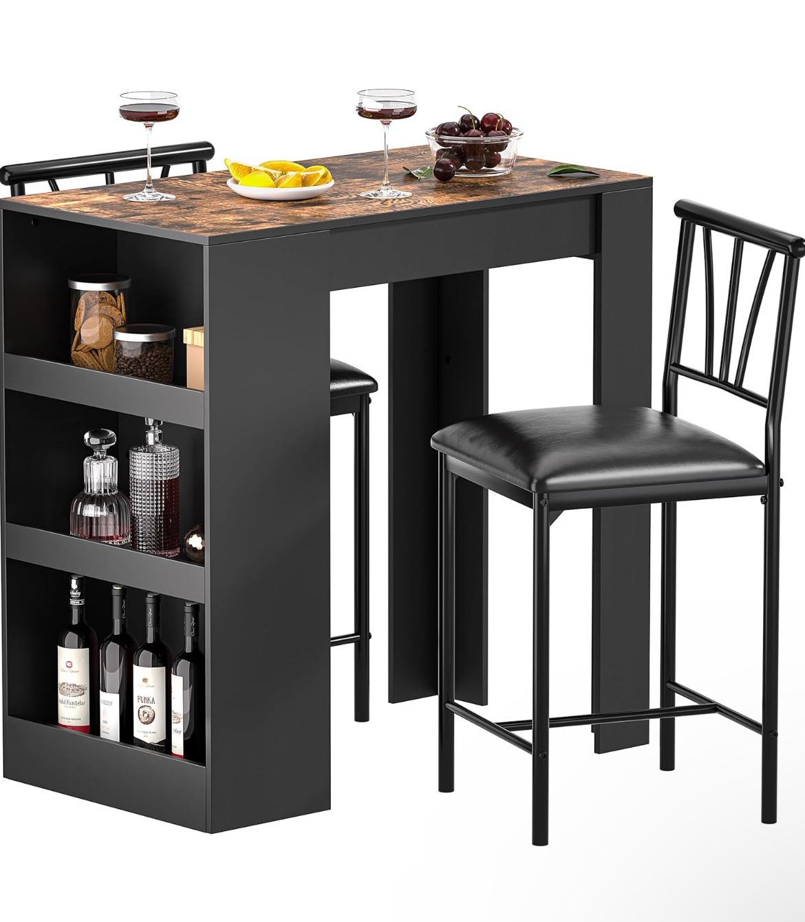 Breakfast Nook / Bar Table  With Two Chairs 