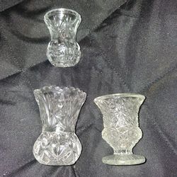 Vintage Glass Toothpick Holders / Mini Bud Vases - Set of 3