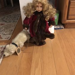 Beautiful Porcelain Boyd’s Bears And Friends Doll With Stuffed Bear