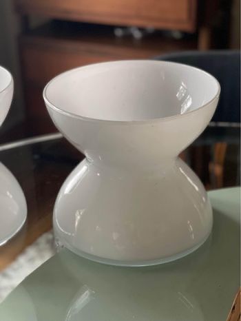 MCM Scandi Modern IKEA Anne Nilsson Stockholm Glass Large White Hourglass Vase
