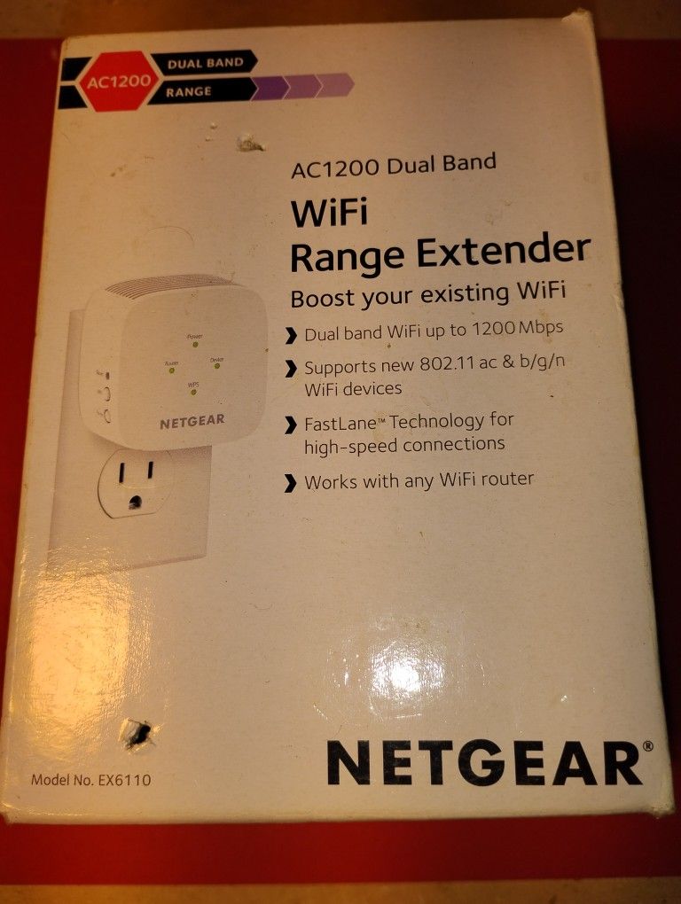 ๐ถ NETGEAR AC1200 Dual Band WiFi Range Extender (Model EX6110) โ NEW IN BOX
๐ฒPrice: $20 (or best offer)
