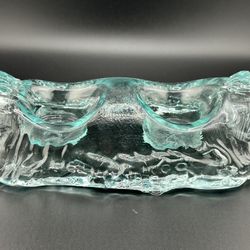 Blenko Ice Art Glass Candle Holder. Lovely melting ice form of art. 