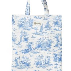Harrods Blue Medium Toile Shopper Bag. NWOT. Iconic. Retail $58