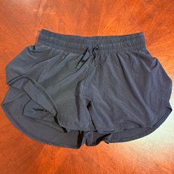 All In Motion 2-in-1 Run Shorts Girls Large (10/12) Black EUC Spandex Pockets