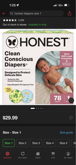Brand new box honest diapers size 1
