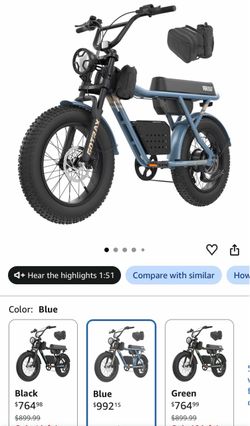 2, Gotrax Fat Tire Electric Bike – Blue