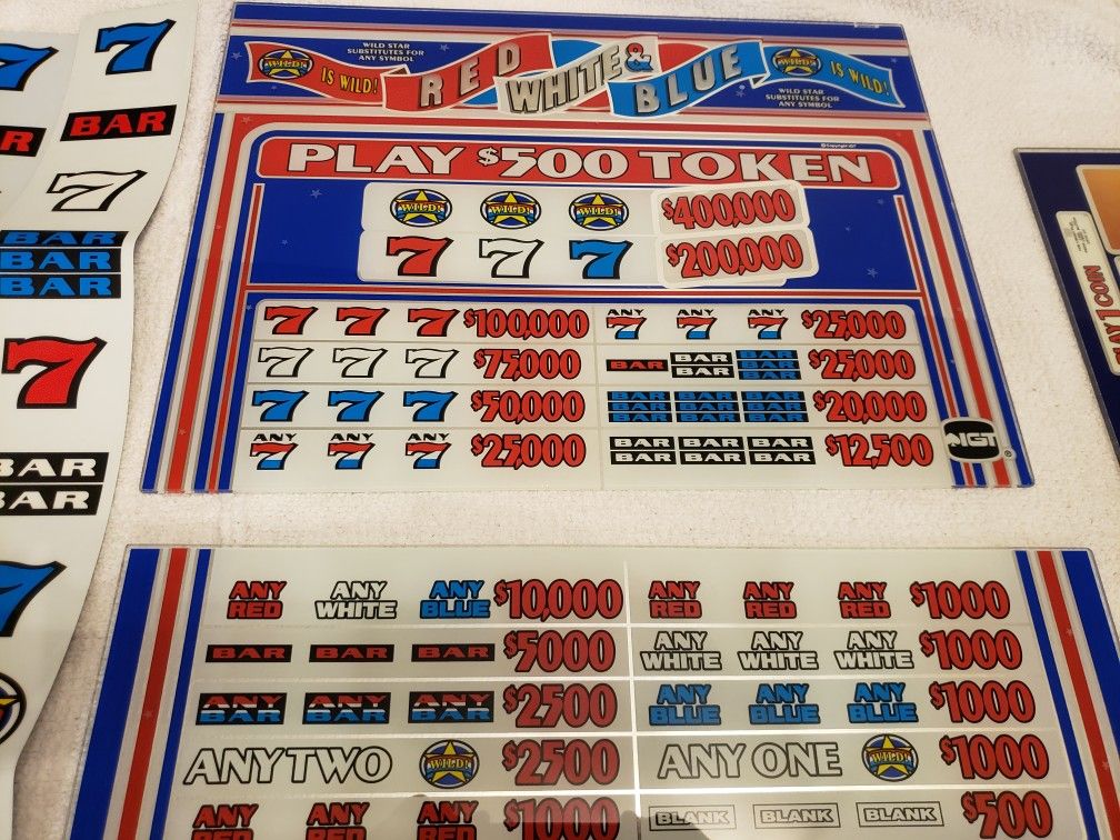IGT slot machine front glass reel strips and game chips