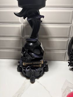 New 11.5” Halloween skull snake poison spell boom pillar candle holder decoration