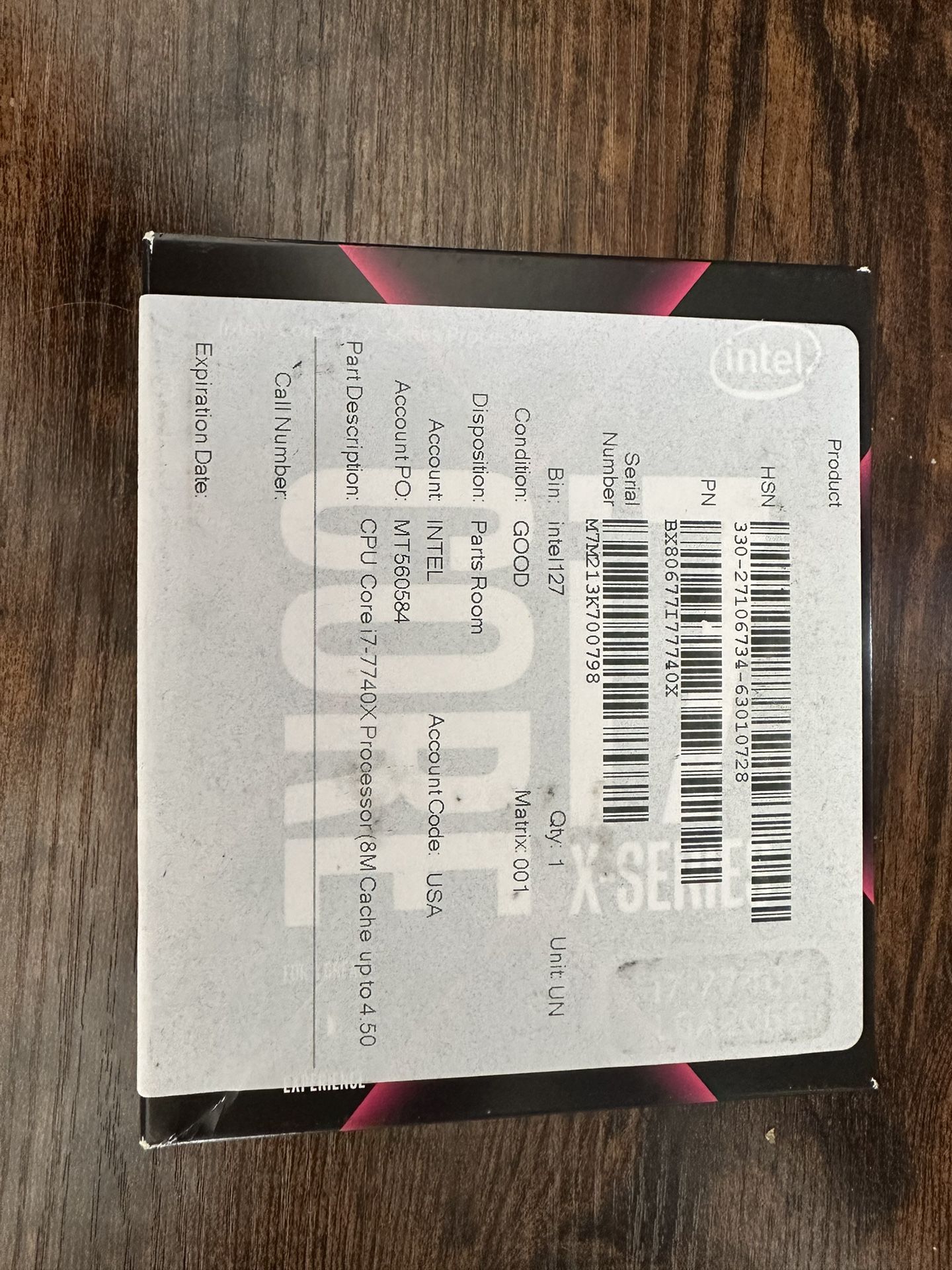 Intel Core i7-7740X 4.50GHz Turbo Unlocked FCLGA2066 X299