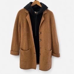 J.crew Brown lambswool long cardigan 