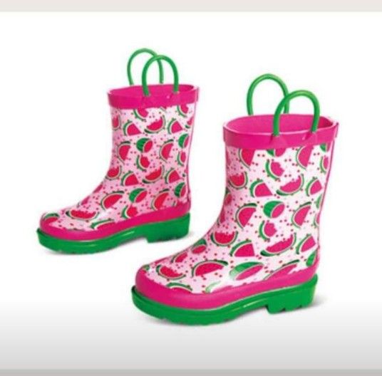New in box Girl boutique style watermelon Child Toddler rain boots 9/10 9 10