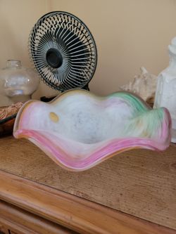 Art Glass Ruffled Edge Decorative Bowl