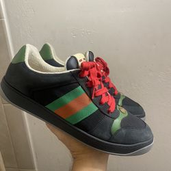 Authentic Gucci AA screener sneakers Suede x leather black, Size 10 